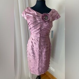 London Times Magenta Tiered Ruffle Cocktail Sheath Dress Women's Size 12